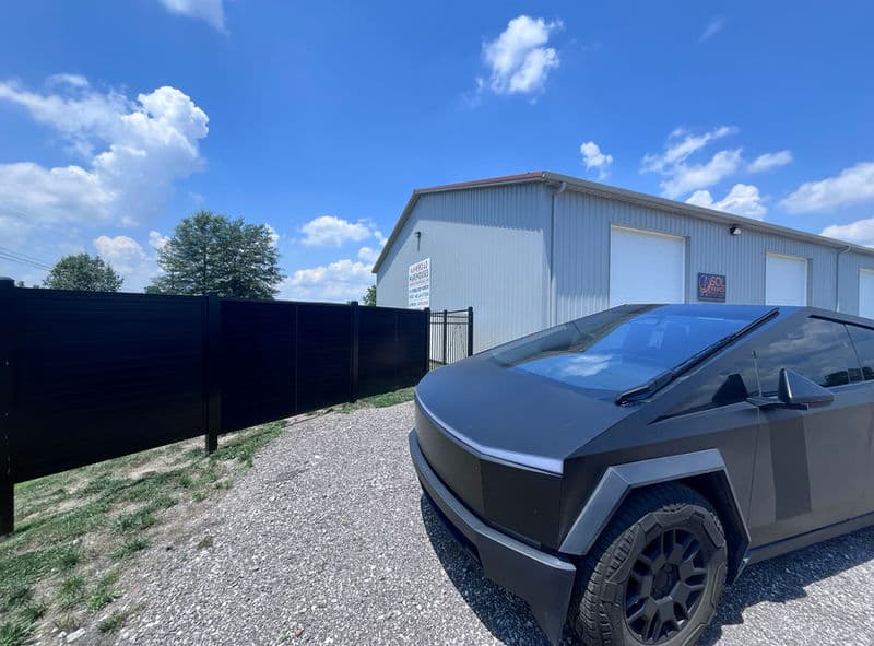 SOL Fence with Tesla Cybertruck β solar energy for EV charging